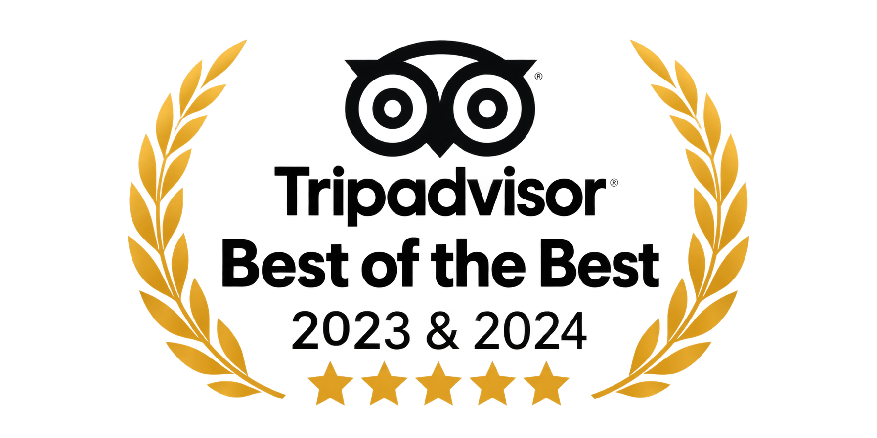 Tripadvisor Best of the Best 2023 and 2024, five stars