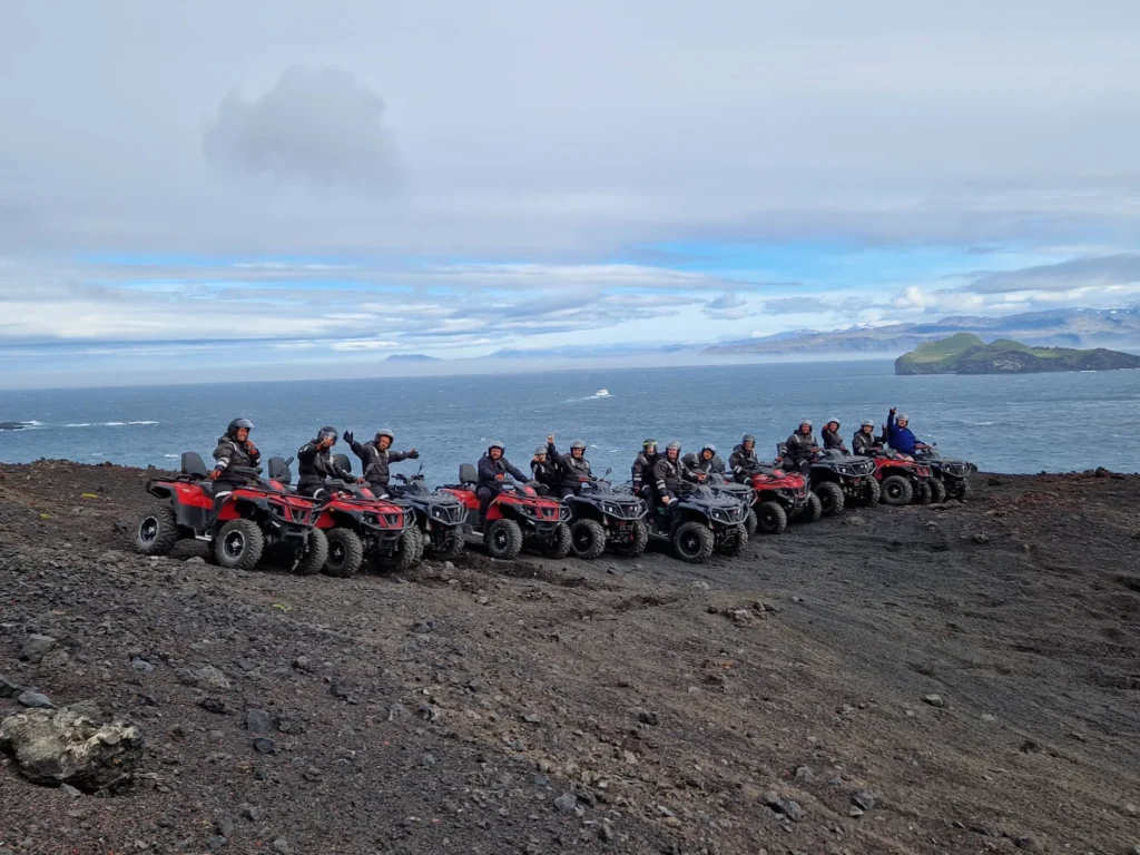 An ATV group in the volcanic landscape